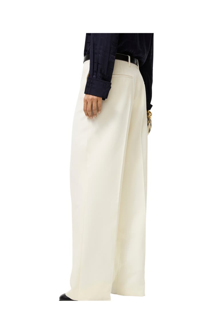 Pinstriped Wool Tailored Trousers, Alternate, color, Cotton white