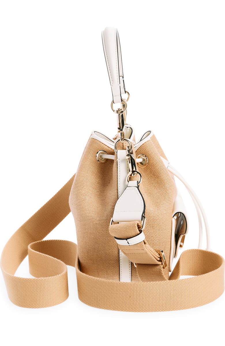 Valentino Garavani Small Locò Raffia & Leather Bucket Bag, Alternate, color,