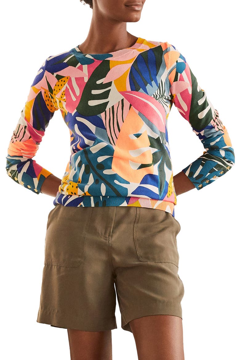 Eldon Sweater, Main, color, IVORY/LEAFY TROPICS