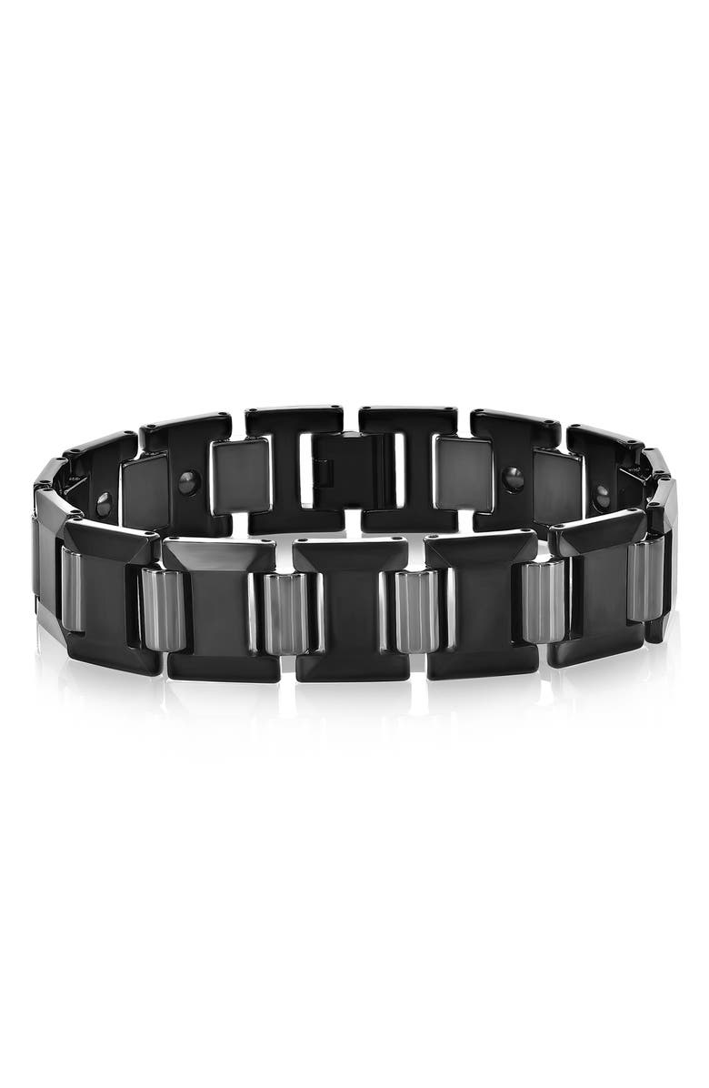 BLACKJACK Men's Tungsten Puzzle Link Bracelet, Main, color,