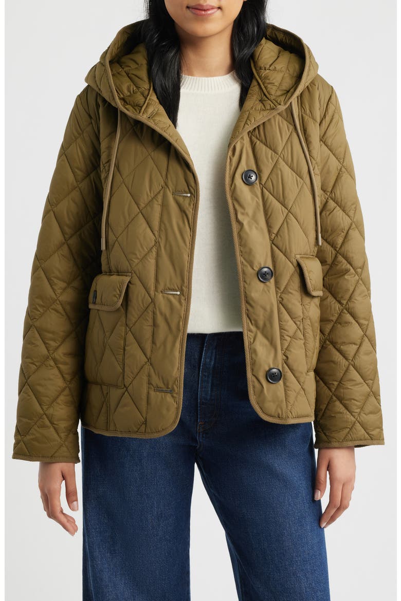 Diamond Quilted Hooded Liner Jacket, Main, color, OLIVE