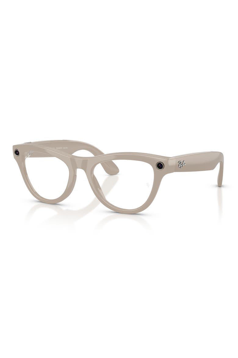 Meta Skyler Gen 2 52mm Cat Eye AI Sunglasses, Alternate, color, SHINY CHALKY GREY / TRANSITIONS SAPPHIRE