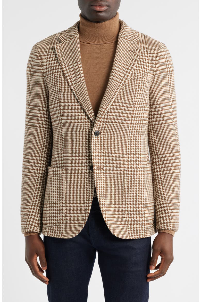 Heston Slim Fit Glen Plaid Wool Sport Coat, Main, color, MED BROWN