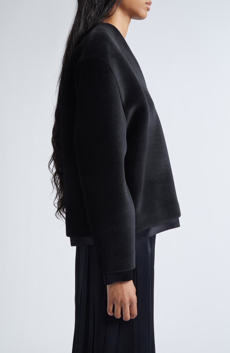 Jil Sander Double Layer V-Neck Sweater, Alternate, color, Black