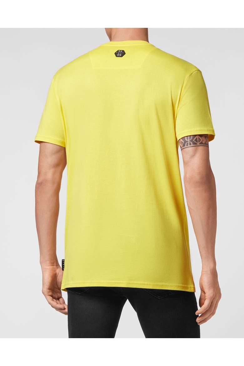 T-Shirt Round Neck Ss Skull And Plein With Crystals Unisex, Alternate, color, yellow
