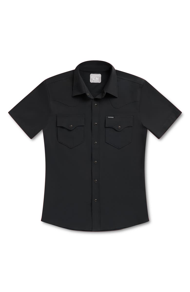 Tecovas Performance Western Short Sleeve Button-Up Shirt, Alternate, color, Black