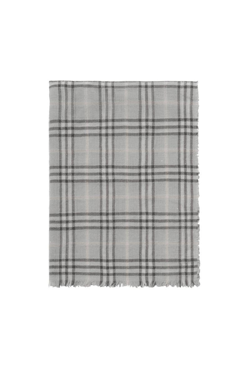 Burberry Wide Check Wool Silk Blend Scarf, Alternate, color, Mitten Grey