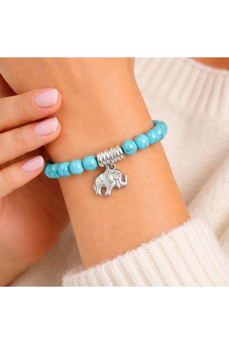 Elephant Beaded Turquoise Bracelet, Alternate, color, Turquoise