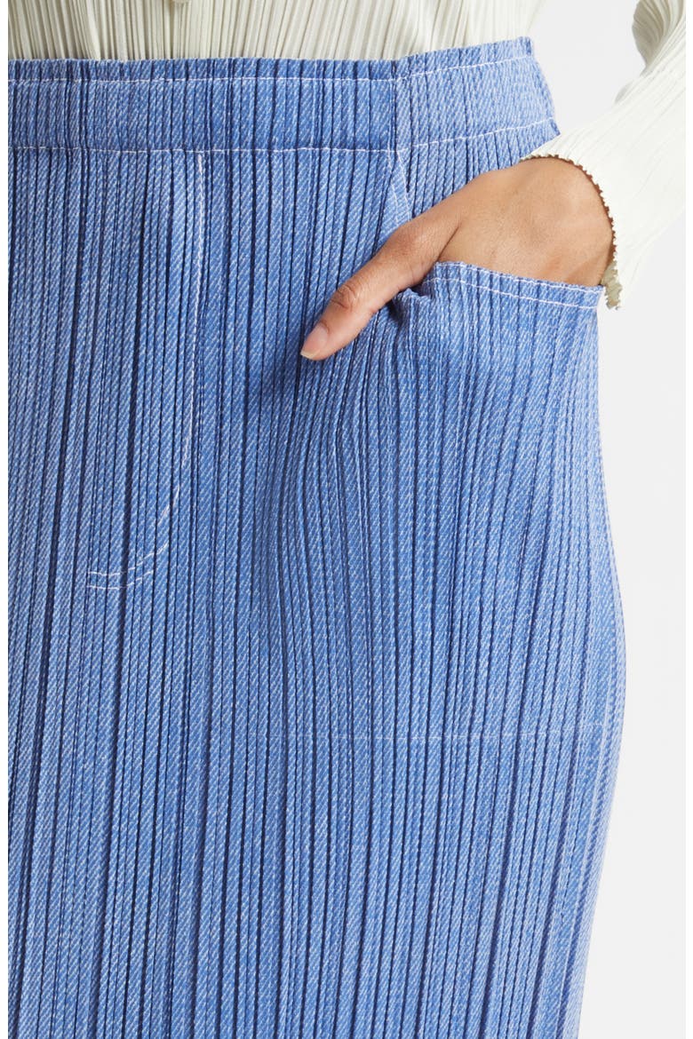 Trompe l'Oeil Pleated Midi Skirt, Alternate, color, BLUE