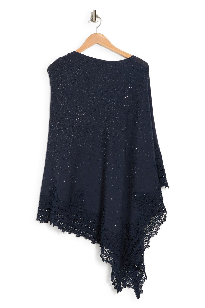 Lace Trim Poncho, Alternate, color, NAVY