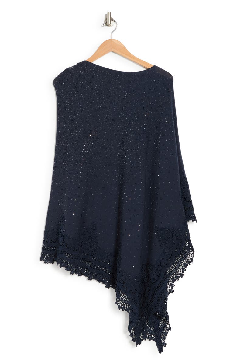 La Fiorentina Lace Trim Poncho, Alternate, color, Navy