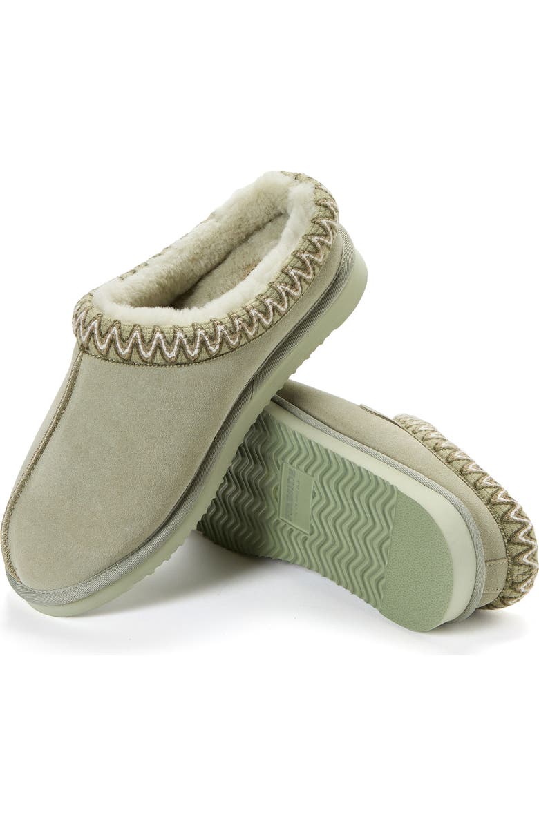 DEARFOAMS Fireside Grafton Genuine Shearling Clog Slipper with Embroidery, Alternate, color, Seagrass