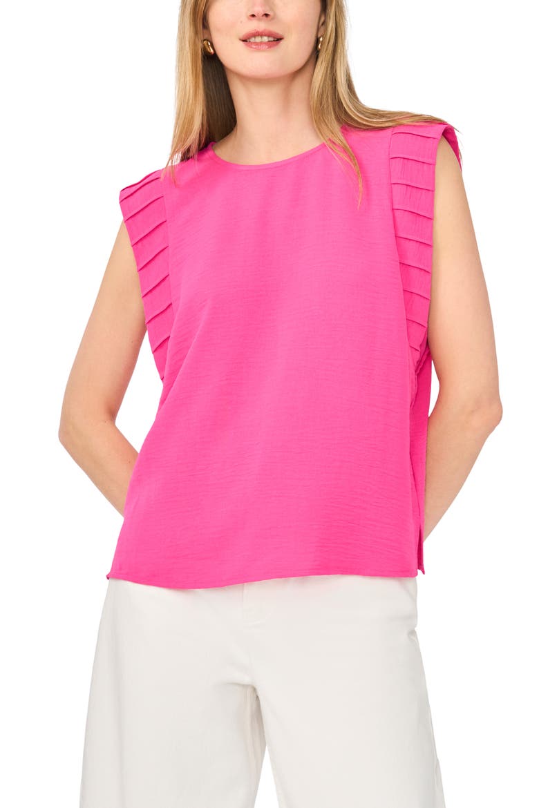Pleat Sleeve Shell Top, Alternate, color, POMEGRANATE PINK