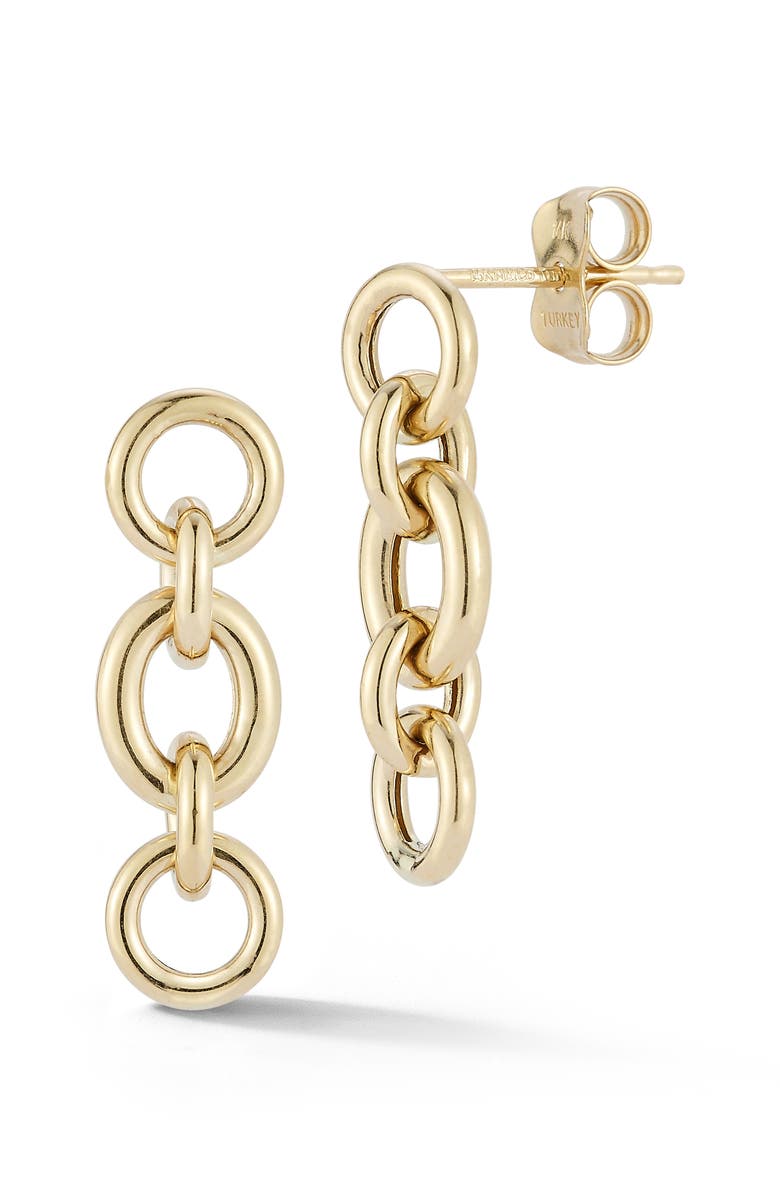 Ember Fine Jewelry Rolo Chain Drop Earrings, Main, color, Gold