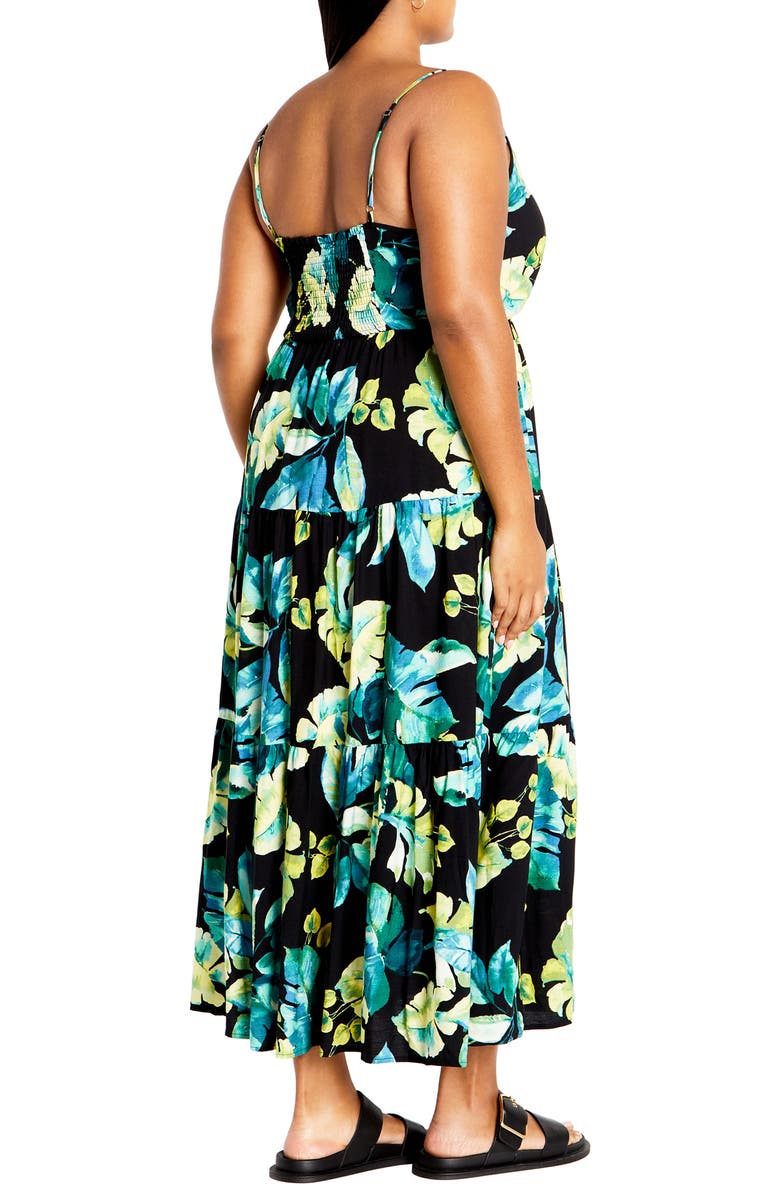 City Chic Tropical Print Maxi Sundress, Alternate, color, Tropical Oasis