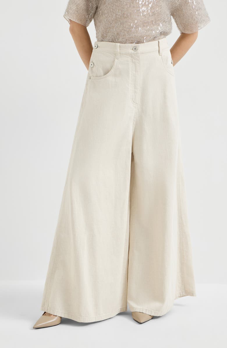 Brunello Cucinelli Wide sailor trousers, Alternate, color, Ecru