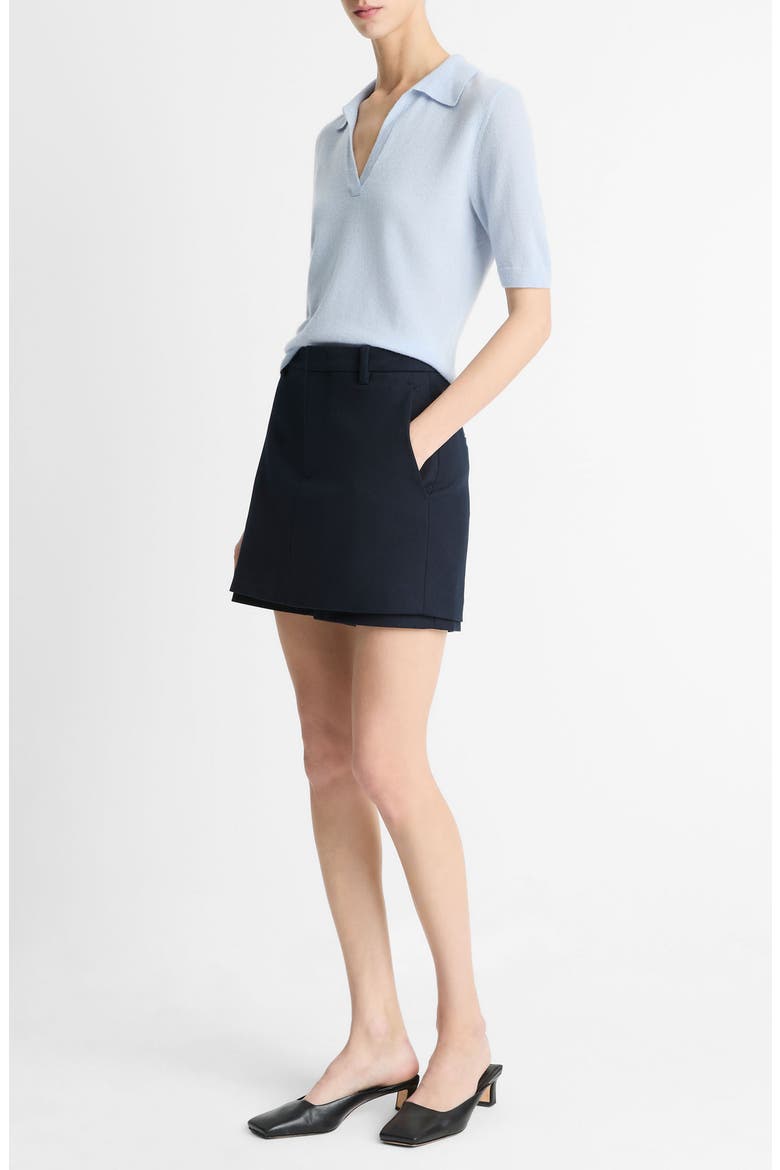 Tailored Stretch Cotton Skort, Alternate, color, COASTAL