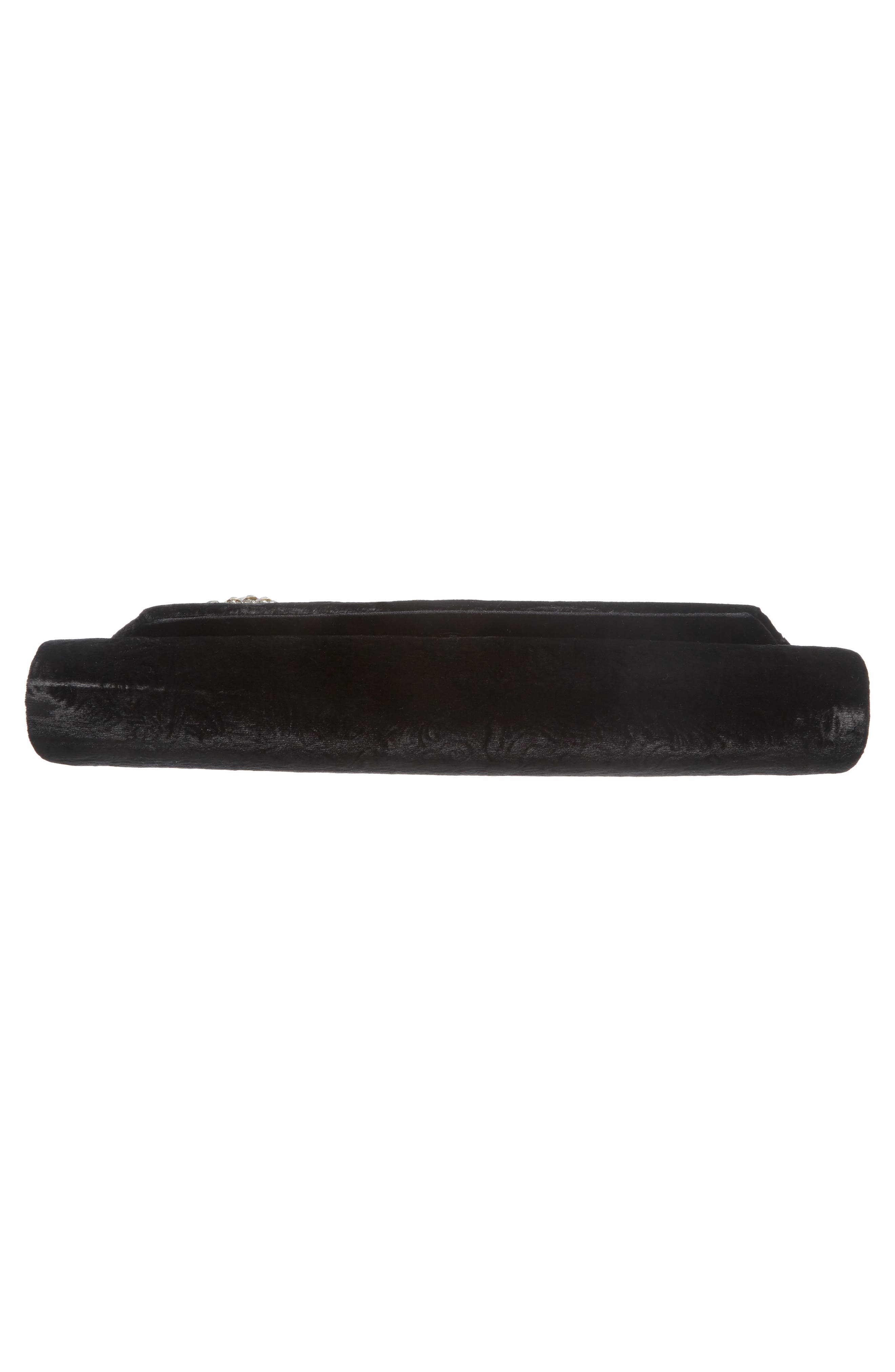 Badgley Mischka Drama Velvet Clutch, Alternate, color, BLACK