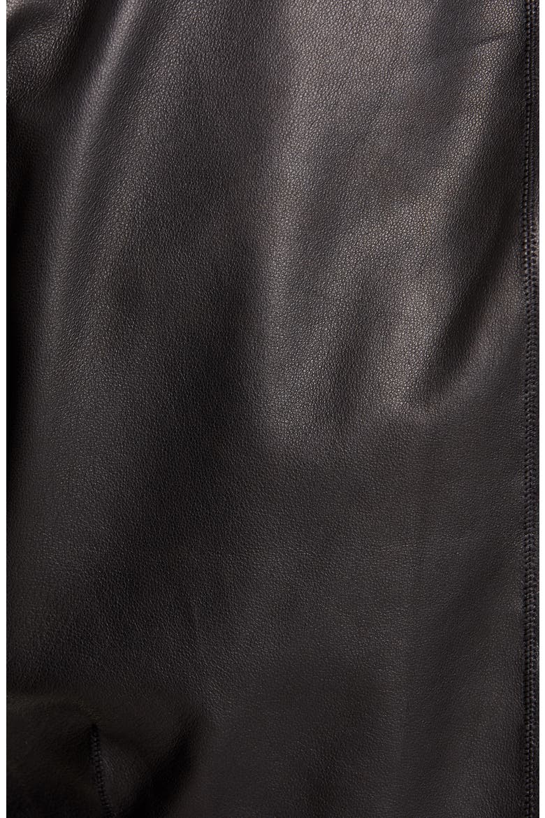 Embroidered Leather Biker Jacket, Alternate, color, BLACK PEARL