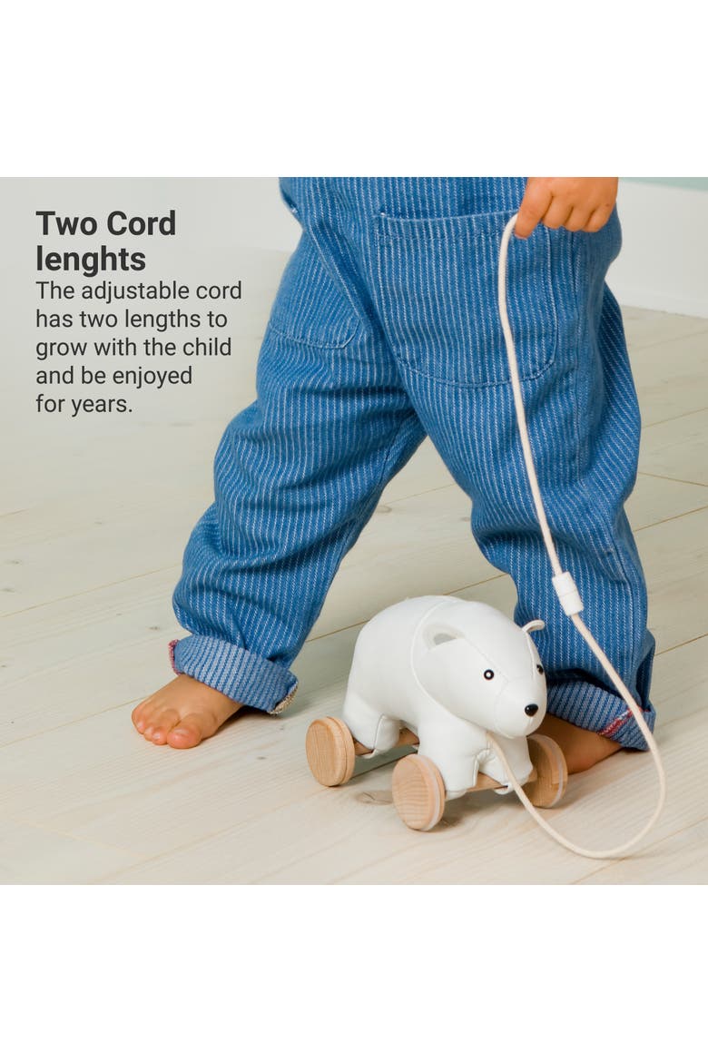 Polar Bear Pull Along Friends - Plush Toy with Wooden Wheels, Alternate, color, White