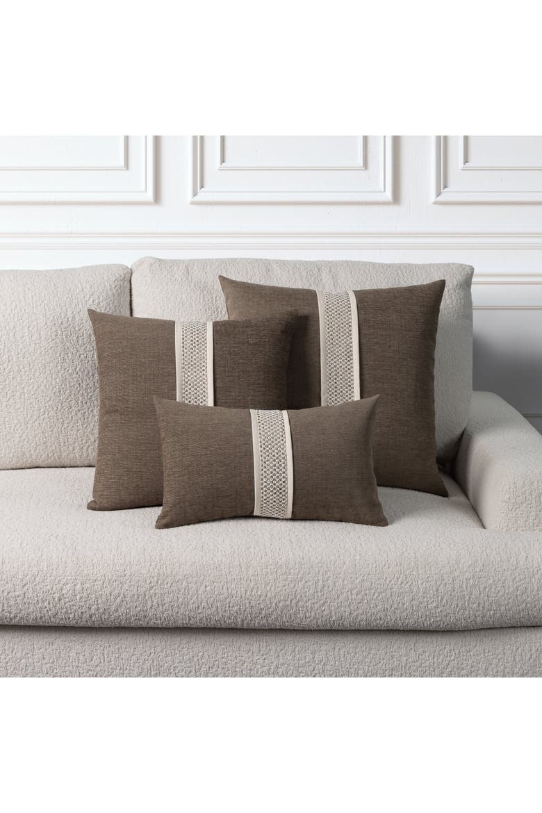 Inlay Hand-Crafted Paneled Indoor & Outdoor Woven Accent Pillow & Insert, Alternate, color, Quarry