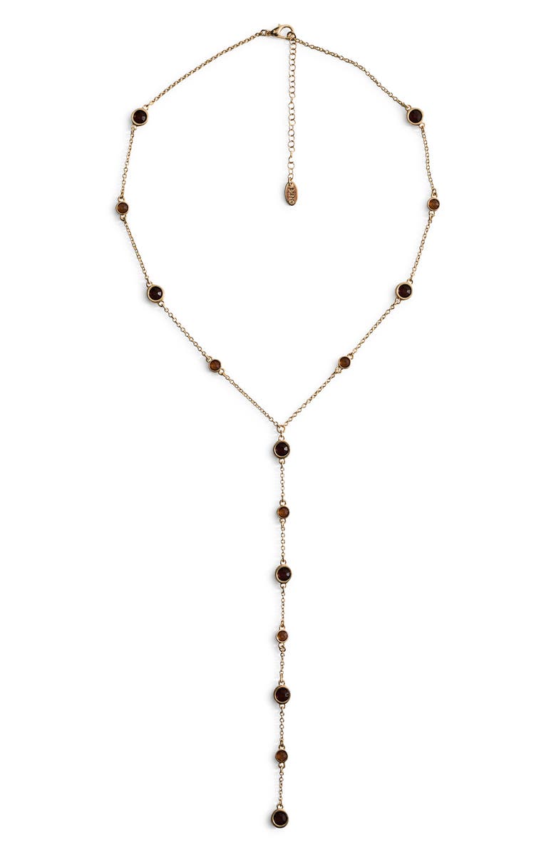 MANGO Crystal Y-Necklace, Main, color, Gold