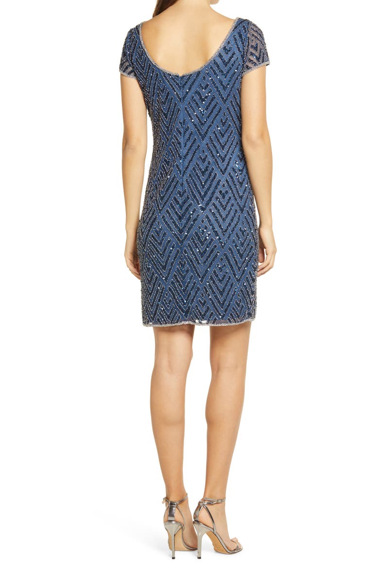 Chevron Sequin Sheath Dress, Alternate, color, BLUE