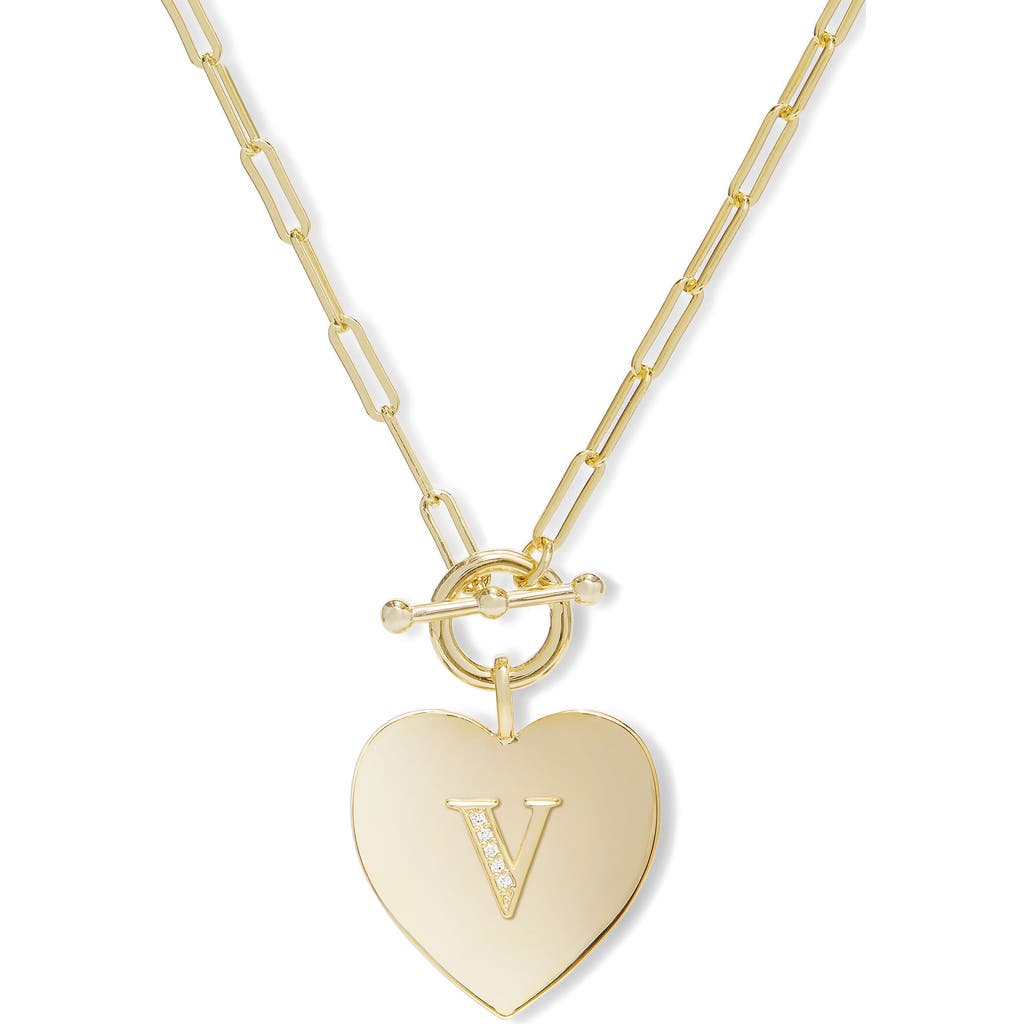 Melinda Maria Love Letters Initial Heart Medallion Necklace In Gold V