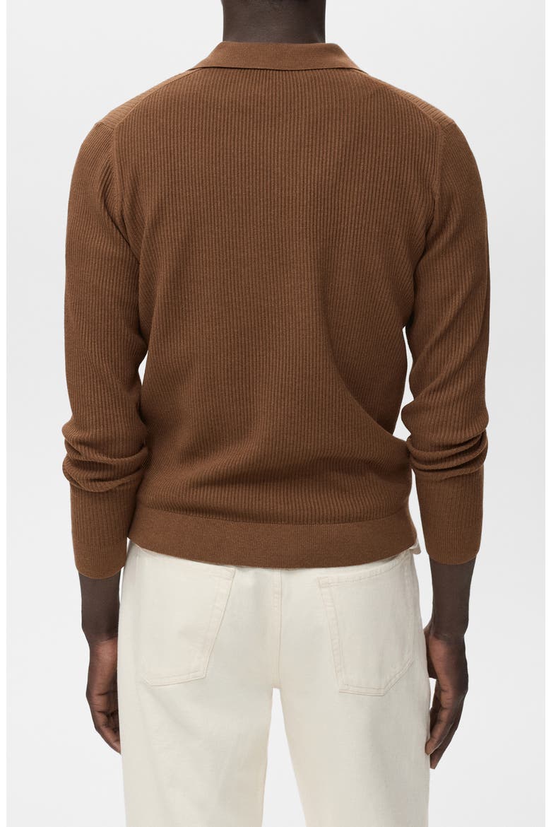Johnny Collar Rib Polo Sweater, Alternate, color, TOBACCO BROWN