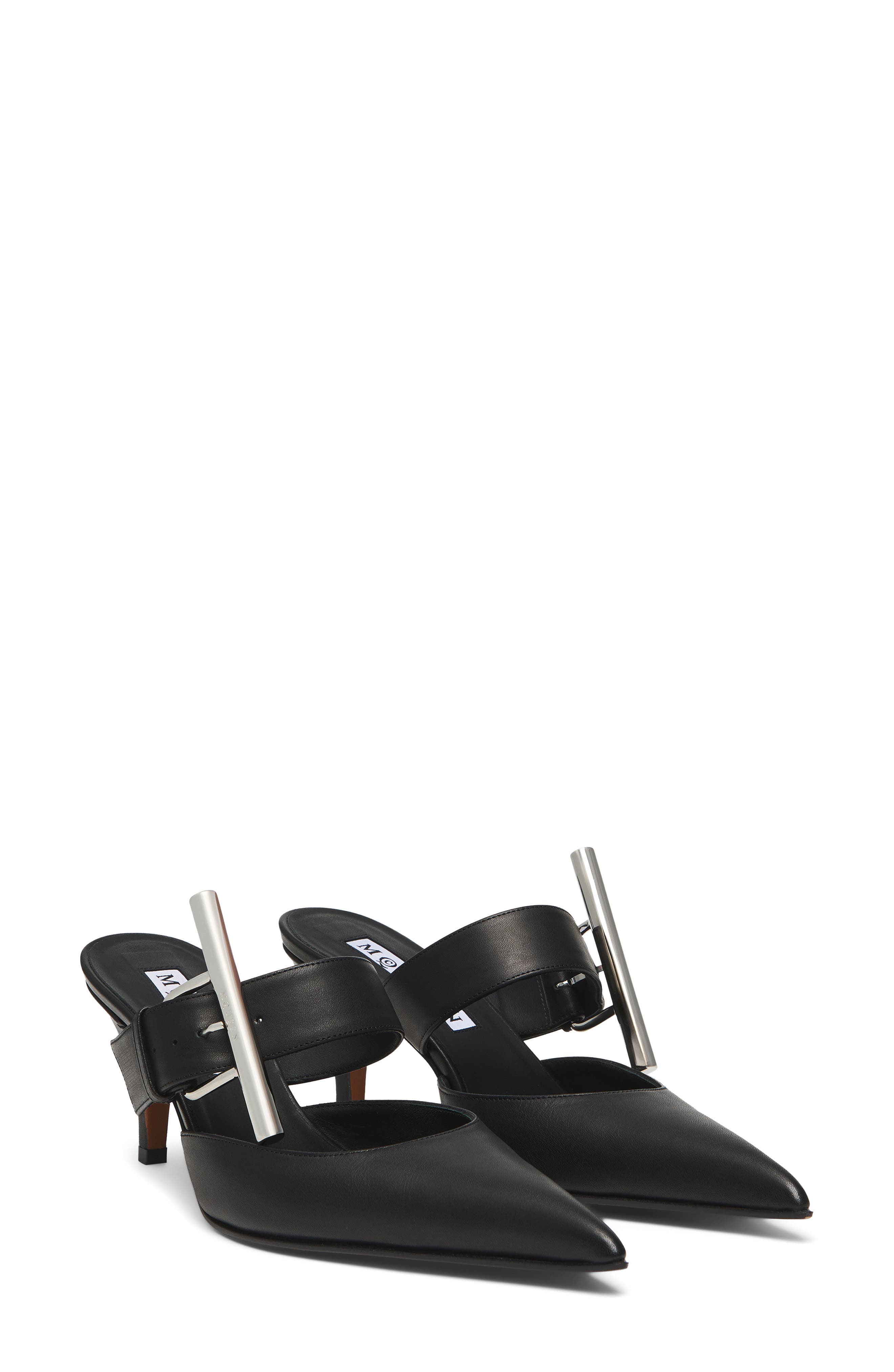 McQueen Birdee Pointed Toe Mule, Main, color, Black