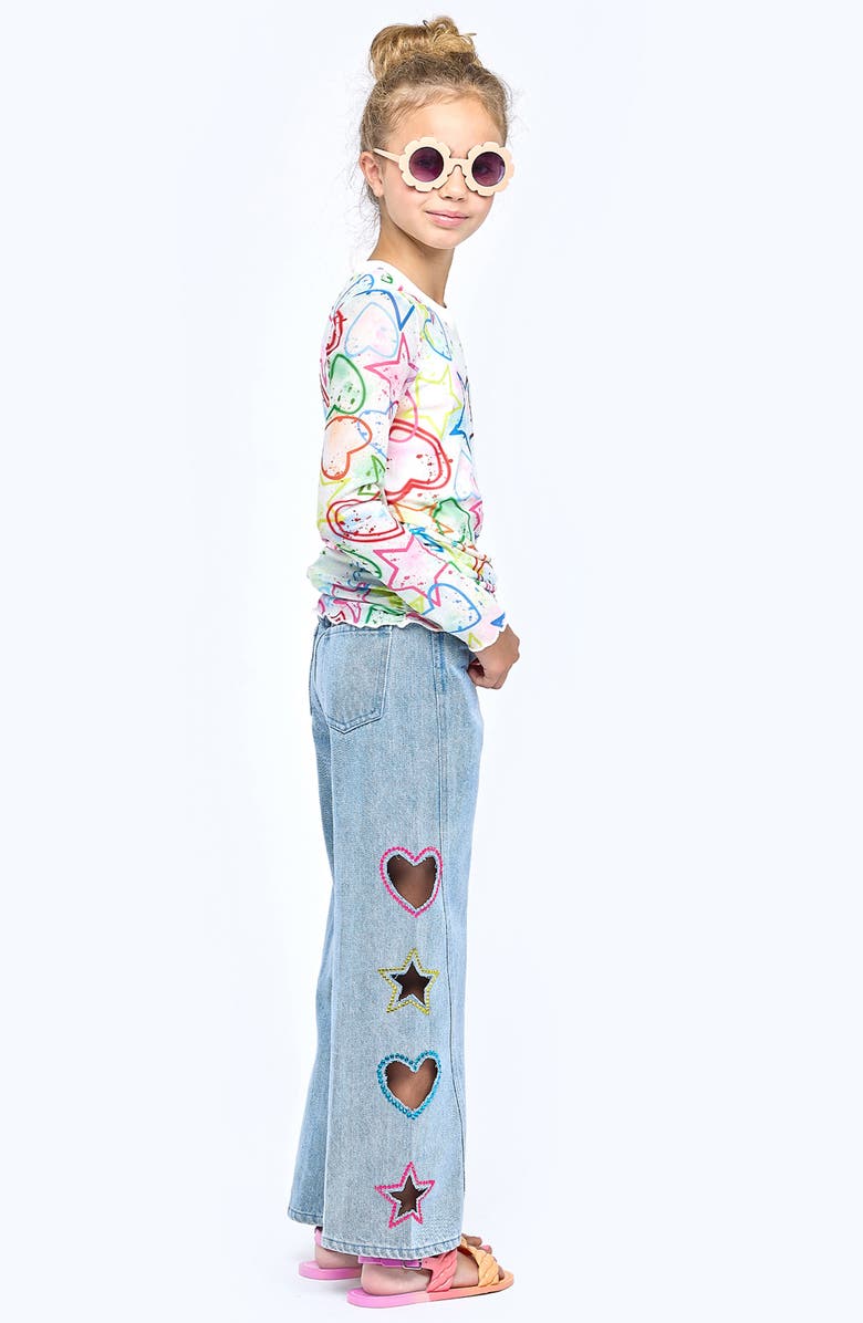 Hannah Banana Kids' Side Cutout Wide Leg Shorts, Alternate, color, Denim Blue