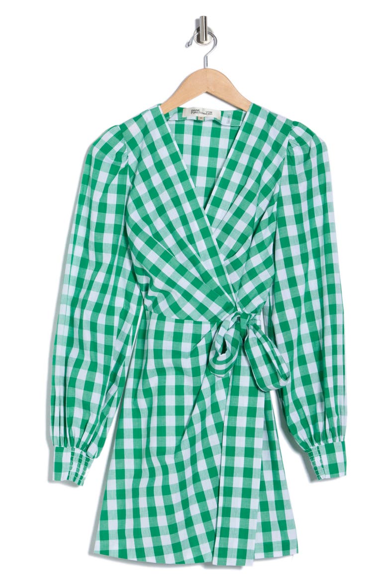 Amira Gingham Minidress, Alternate, color, INDIAN GREEN/ WHITE
