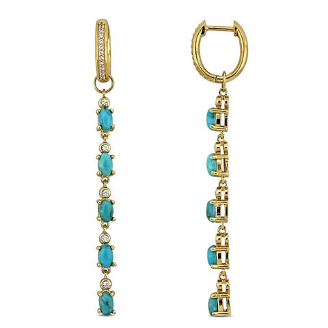 Composite Turquoise Linear Drop Earrings