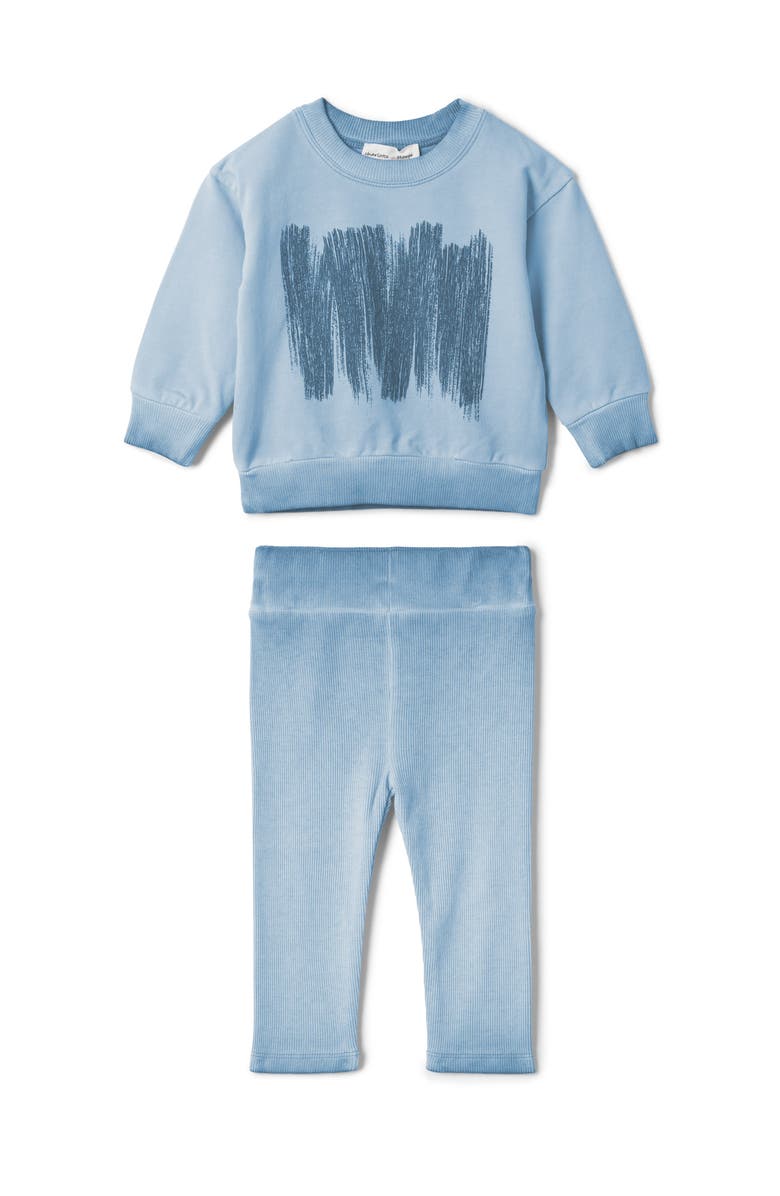 Charlotte & George Painted Print 2 Piece Top and Pants Set, Main, color, Denim