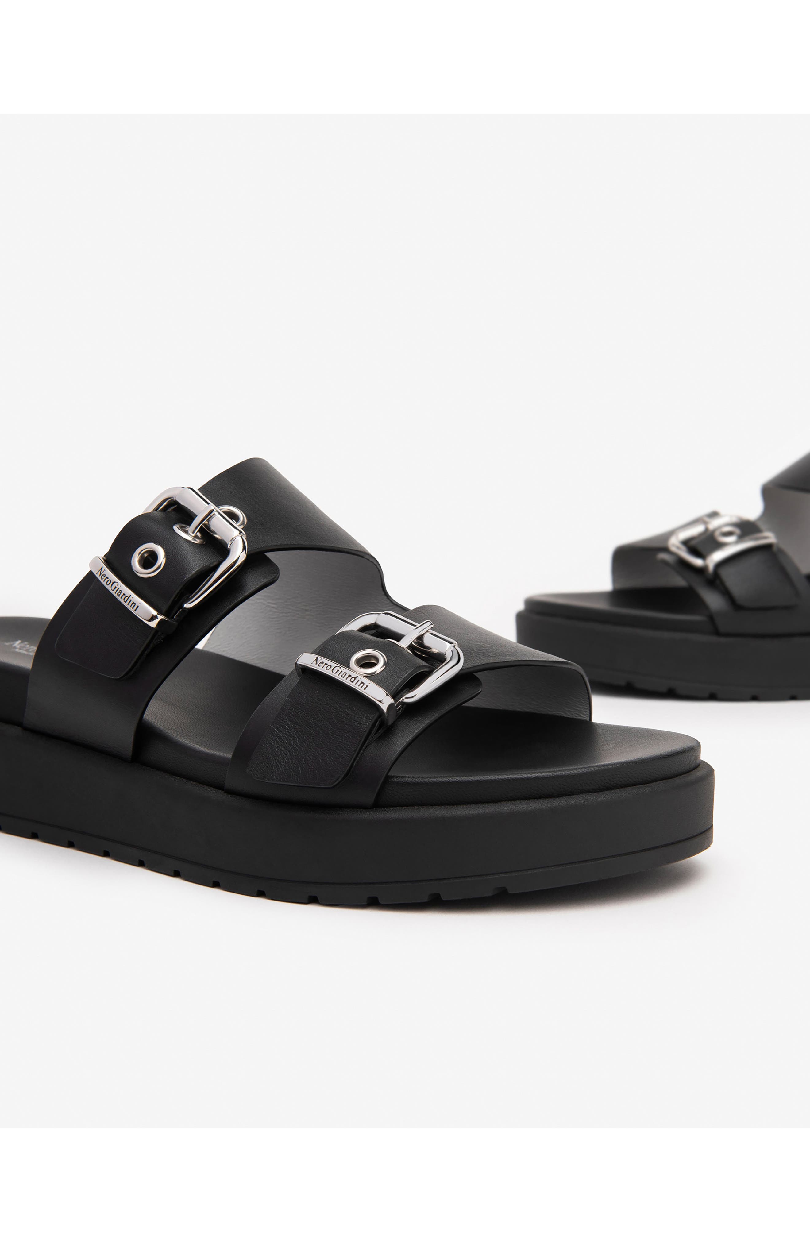 NeroGiardini Platform Wedge Slide Sandal, Alternate, color, 