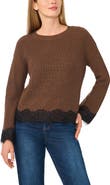 Halogen® Lace Trim Sweater