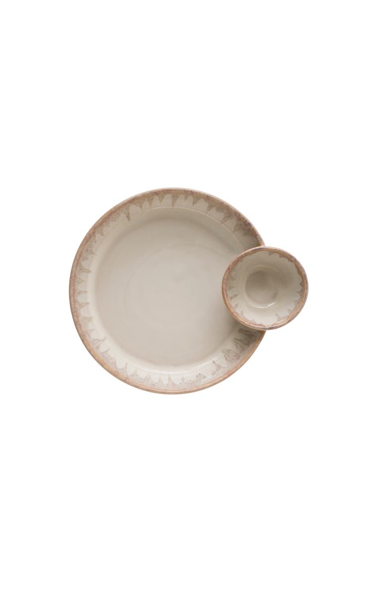 Storied Home Cream Stoneware Serving Dish, Main, color, 