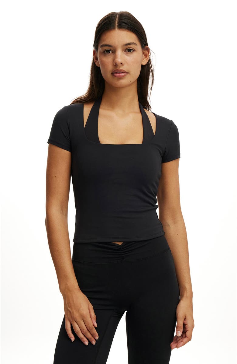 COTTON ON BODY Women's Active Ultra Soft Square Neck Fitted Tshirt, Main, color, Black