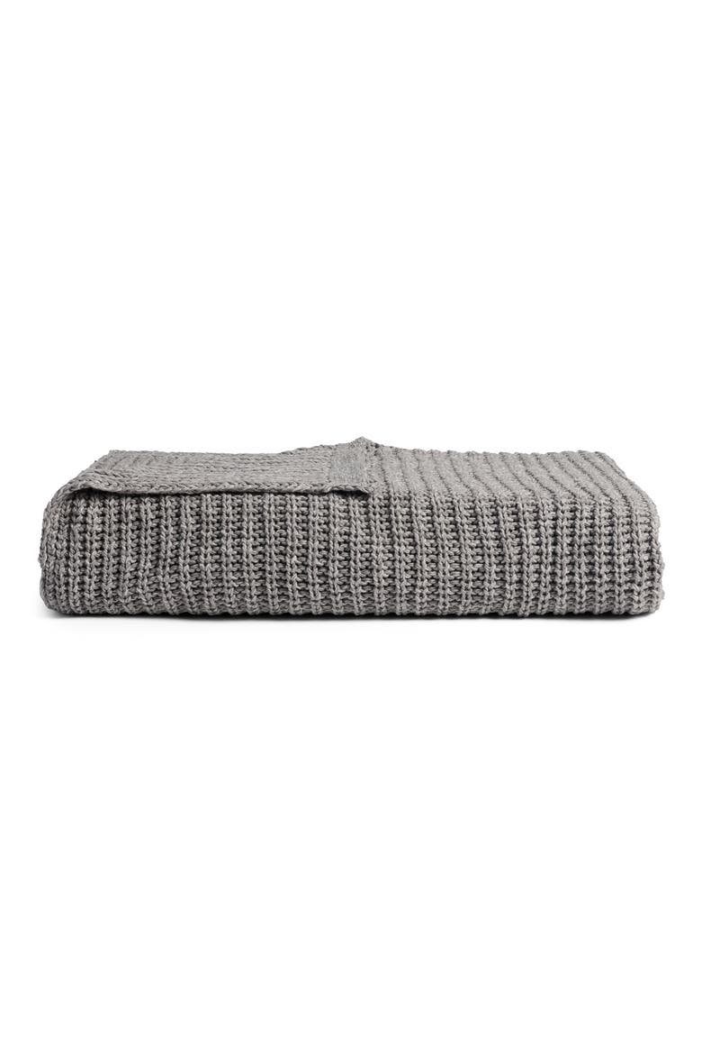 Marled Cotton Throw Blanket, Main, color, PEBBLE