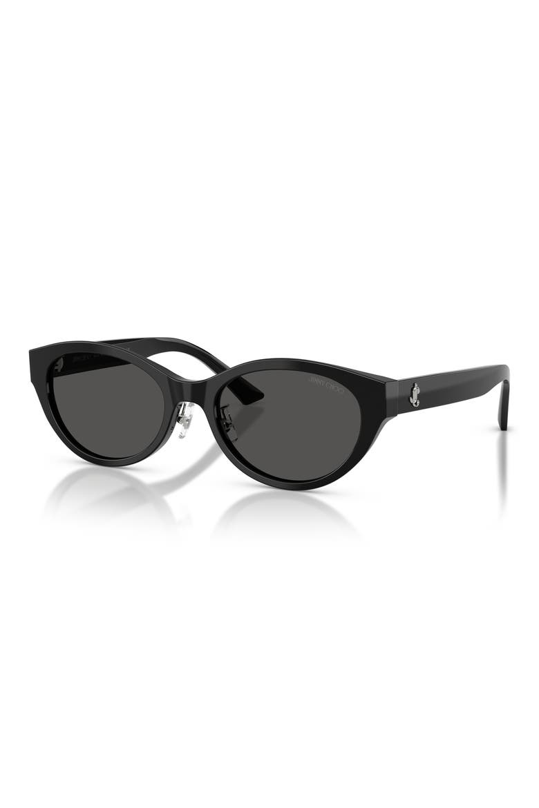 55mm Oval Sunglasses, Alternate, color, BLACK / DARK GREY