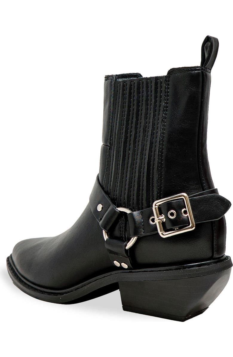 CHASE AND CHLOE Yareli Western Buckle Chelsea Boot, Alternate, color, Black Pu