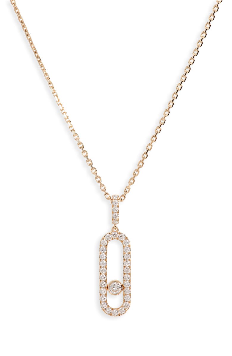 Messika Move Uno Pavé Pendant Necklace, Main, color, Yellow Gold