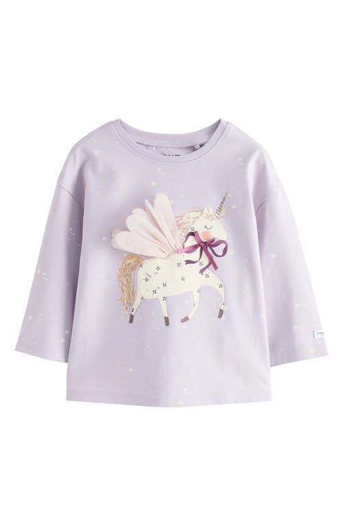Next Kids' Unicorn Long Sleeve Cotton Graphic T-shirt In Purple