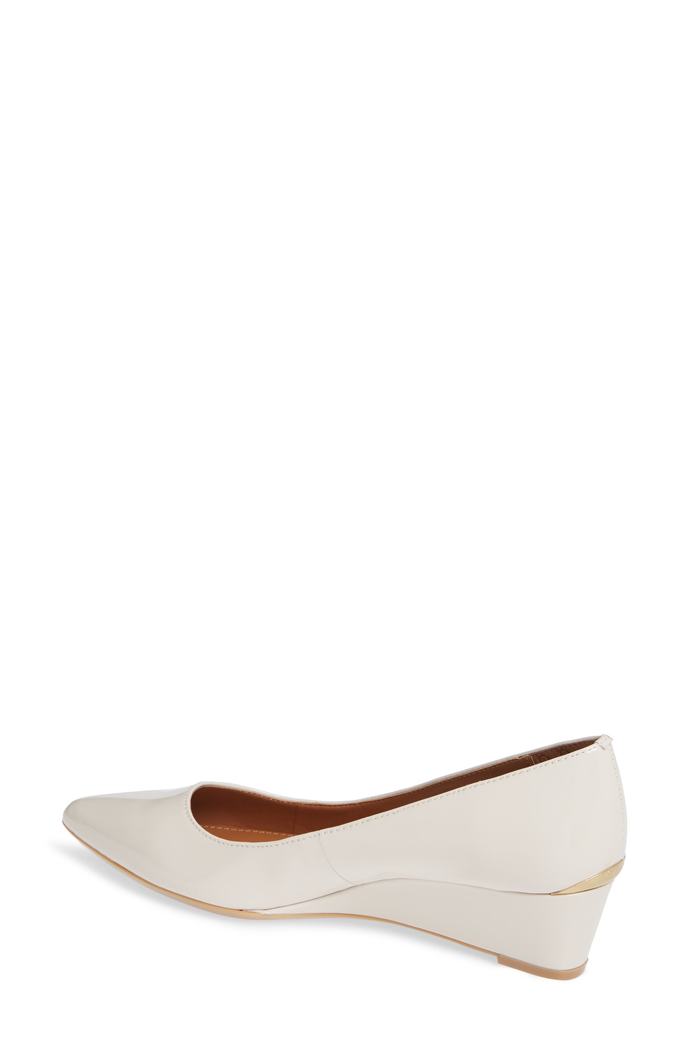 'Germina' Pointy Toe Wedge, Alternate, color, SOFT WHITE PATENT