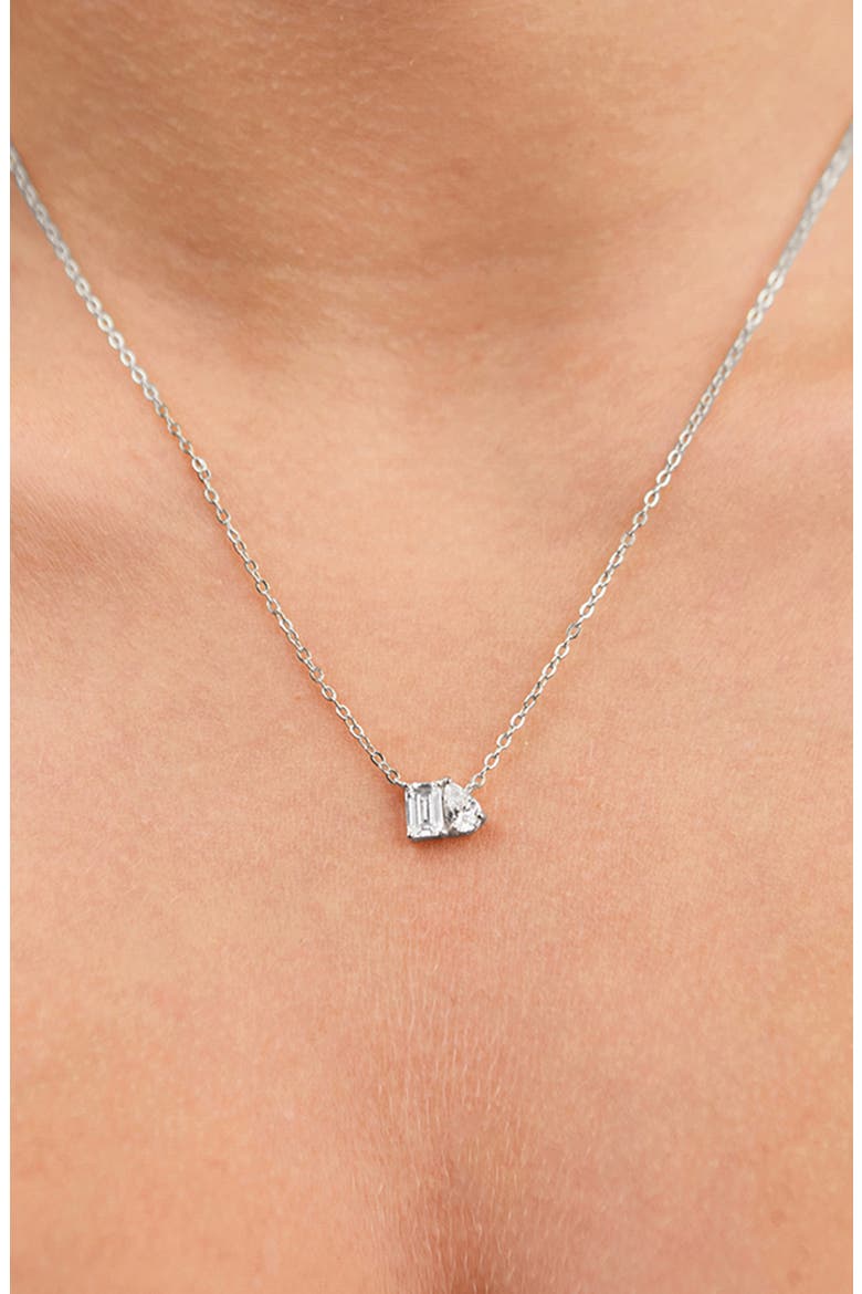 Guinevere Cubic Zirconia Pendant Necklace, Alternate, color, SILVER