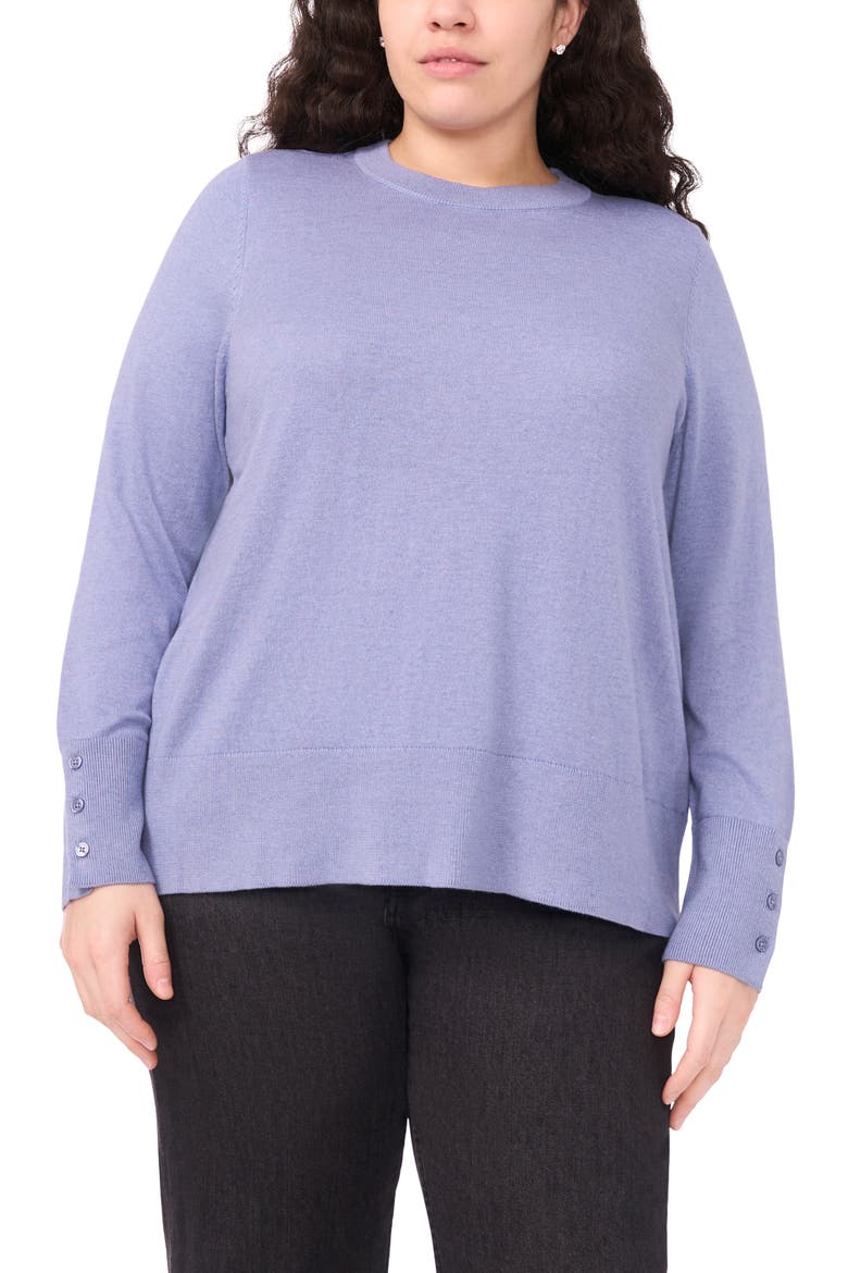 Button Cuff Cotton Blend Sweater, Main, color, STONEWASH