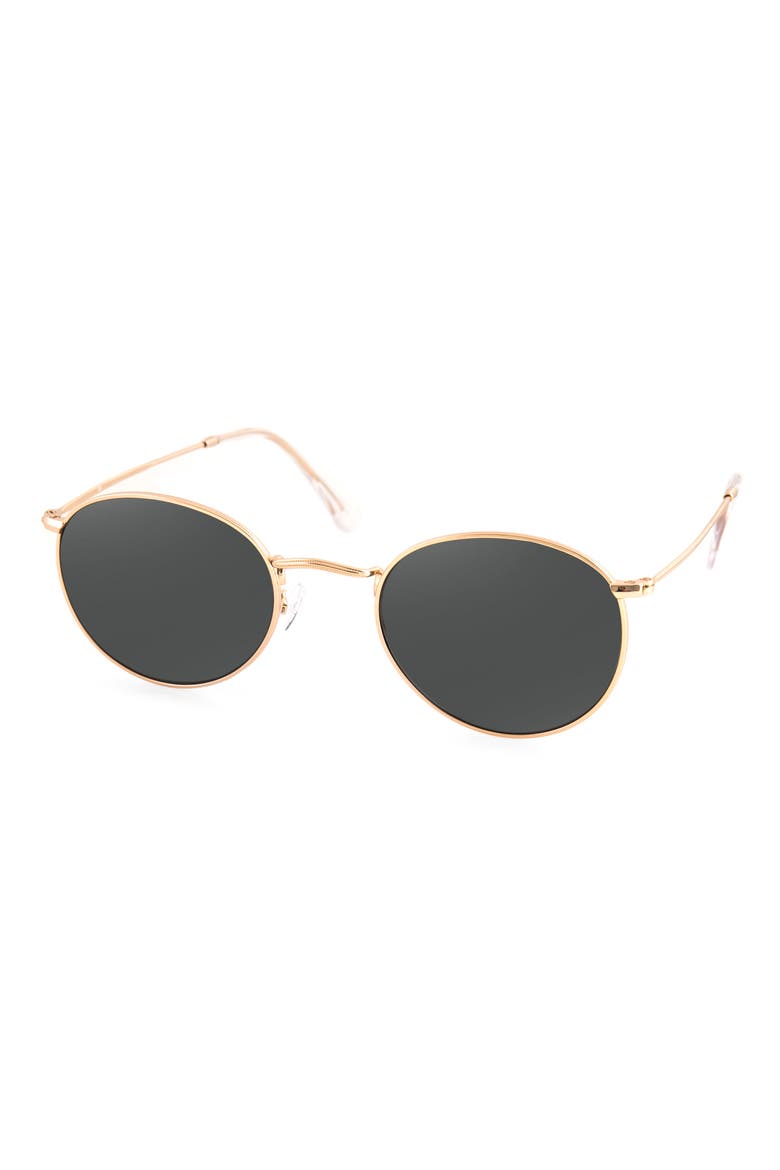 Roe 50mm Polarized Round Sunglasses, Alternate, color, BLACK