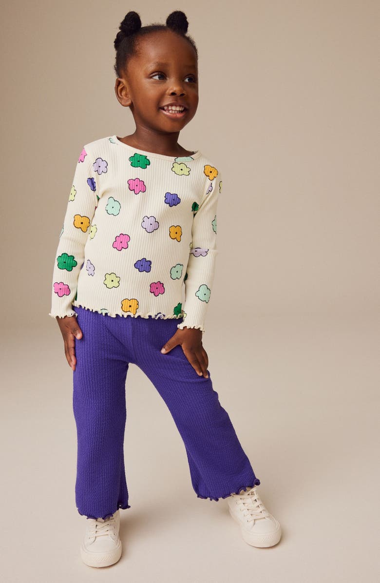 NEXT Kids' Floral Print Rib T-Shirt, Alternate, color, 
