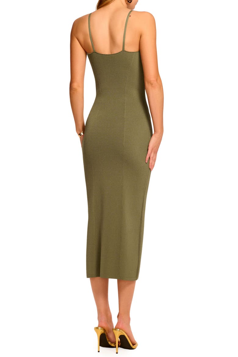 Sloan Sculpted U-Neck Rib Midi Dress, Alternate, color, OLIVE GREEN