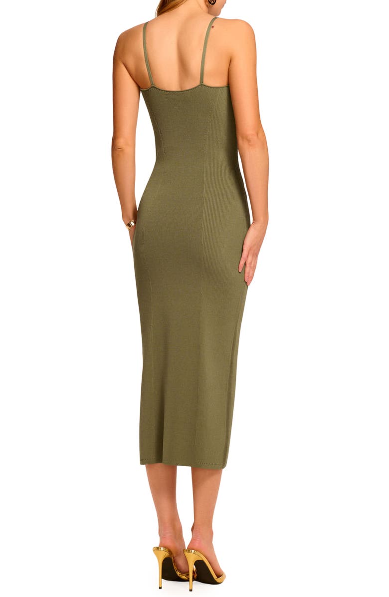 Ramy Brook Sloan Sculpted U-Neck Rib Midi Dress, Alternate, color, Olive Green